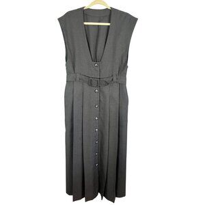 Handmade Retro Dress Gray M Neutral Minimalist Work Wear Preppy Classic Chic 80s